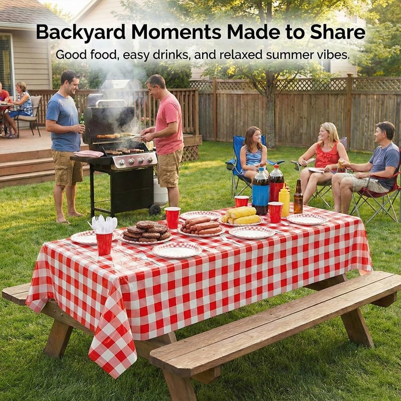 C CRYSTAL LEMON Picnic Tablecloth Pack of 4 - Red and White Checkered for Picnic Table - Vinyl Gingham Perfect for Outdoors and Camping - Waterproof Tablecloth - Image 5